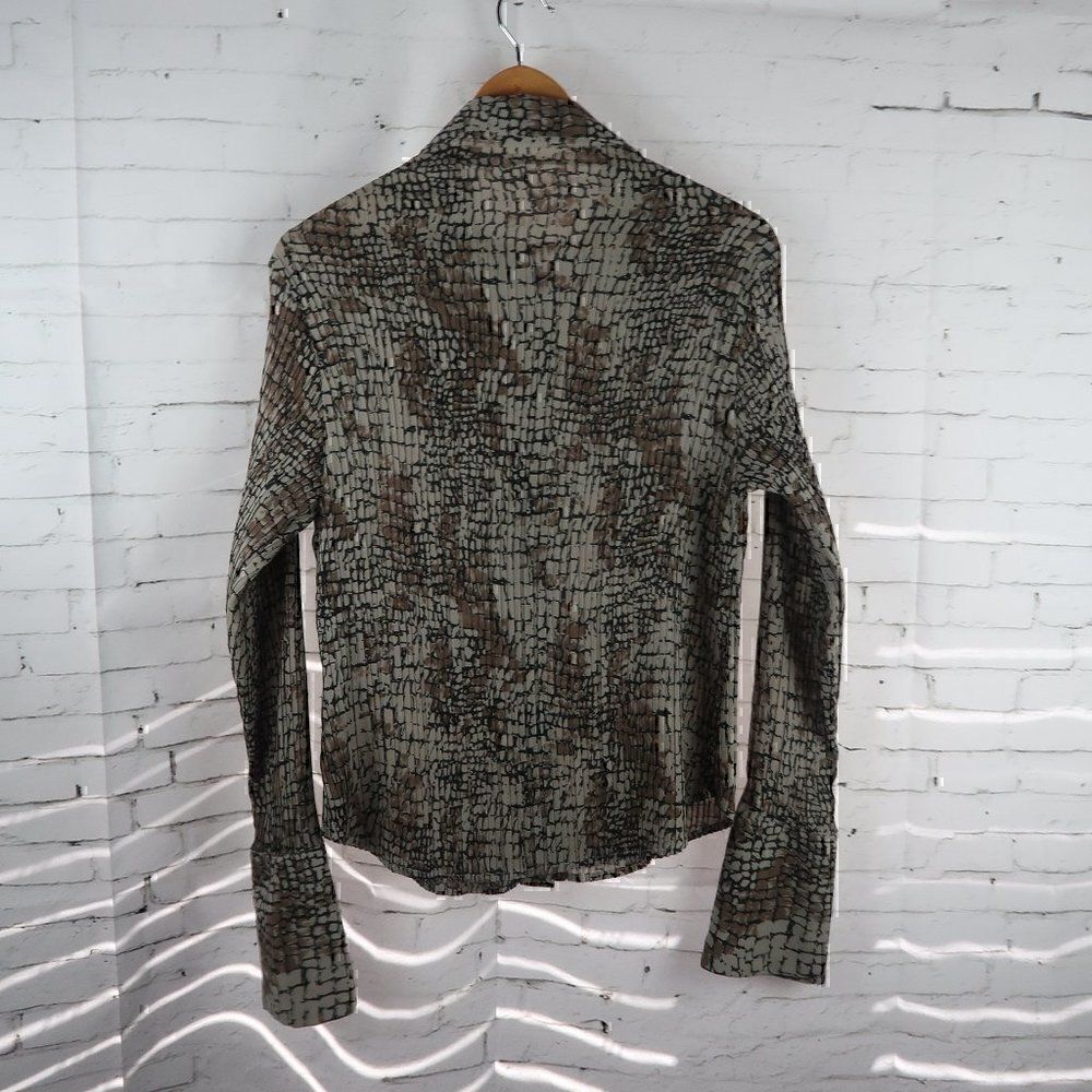 JAIPUR BROWN ANIMAL PRINT BUTTON DOWN BLOUSE WOMENS SIZE LARGE - Picture 7 of 8